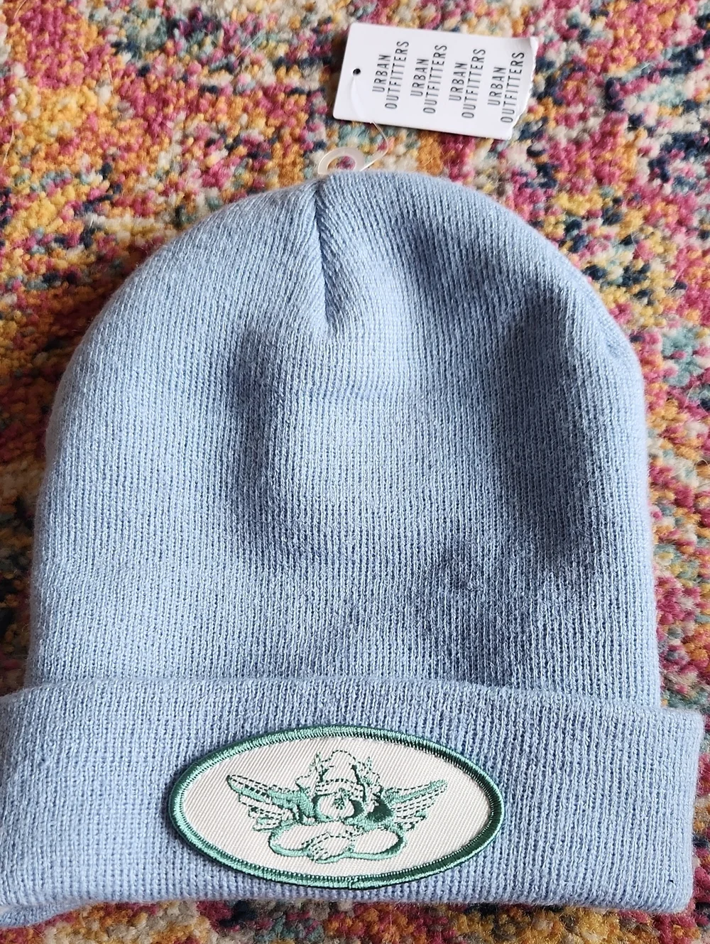 Urban Outfitters Light Blue Knit Beanie with Angel Patch